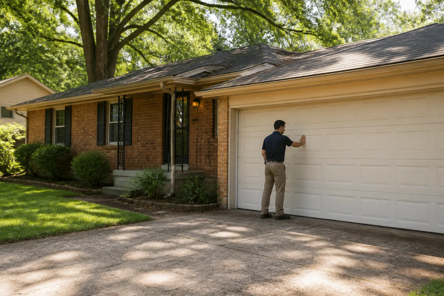 Garage door technician at a representative home in Memphis, TN