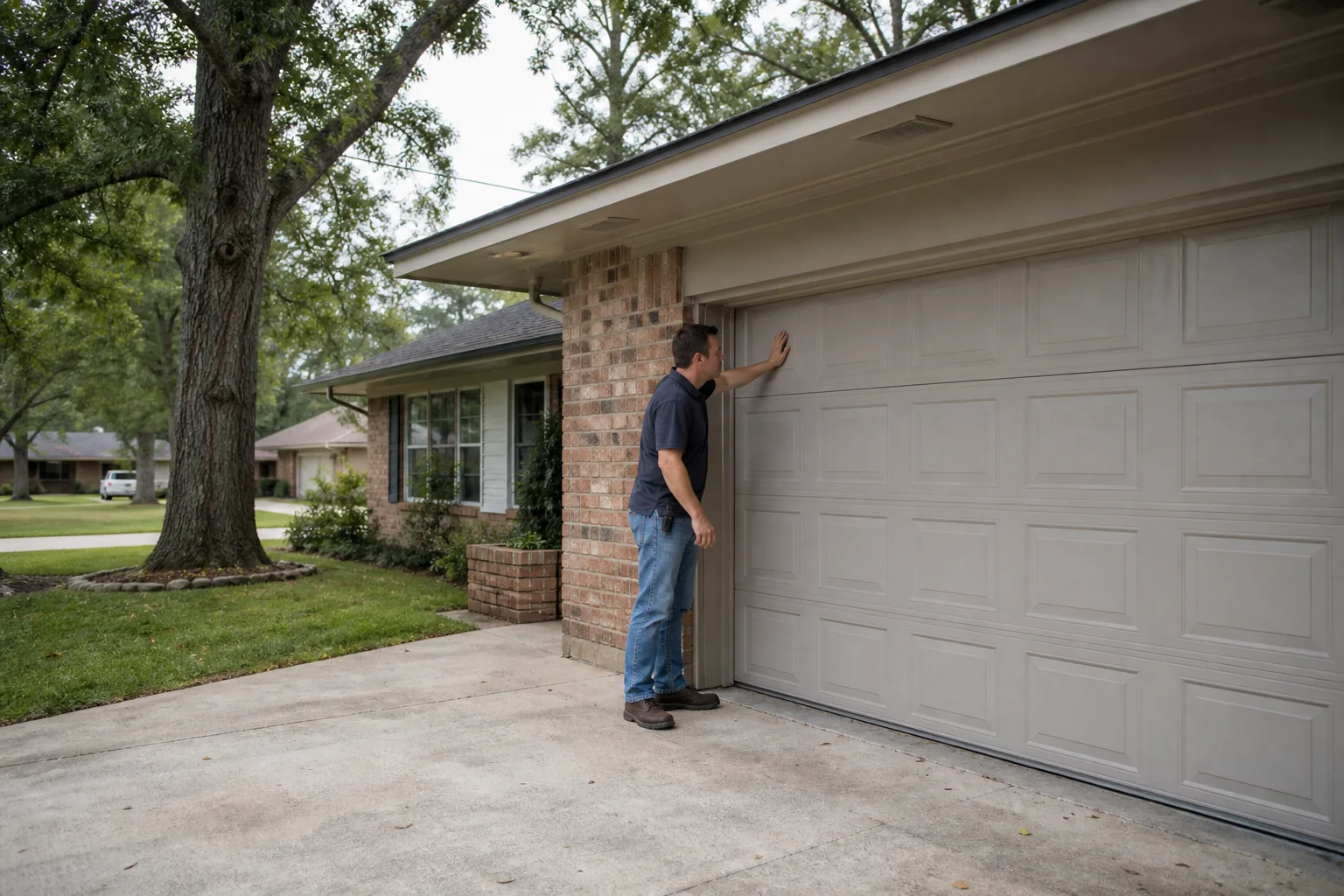 Garage door technician at a representative home in Beaumont, TX