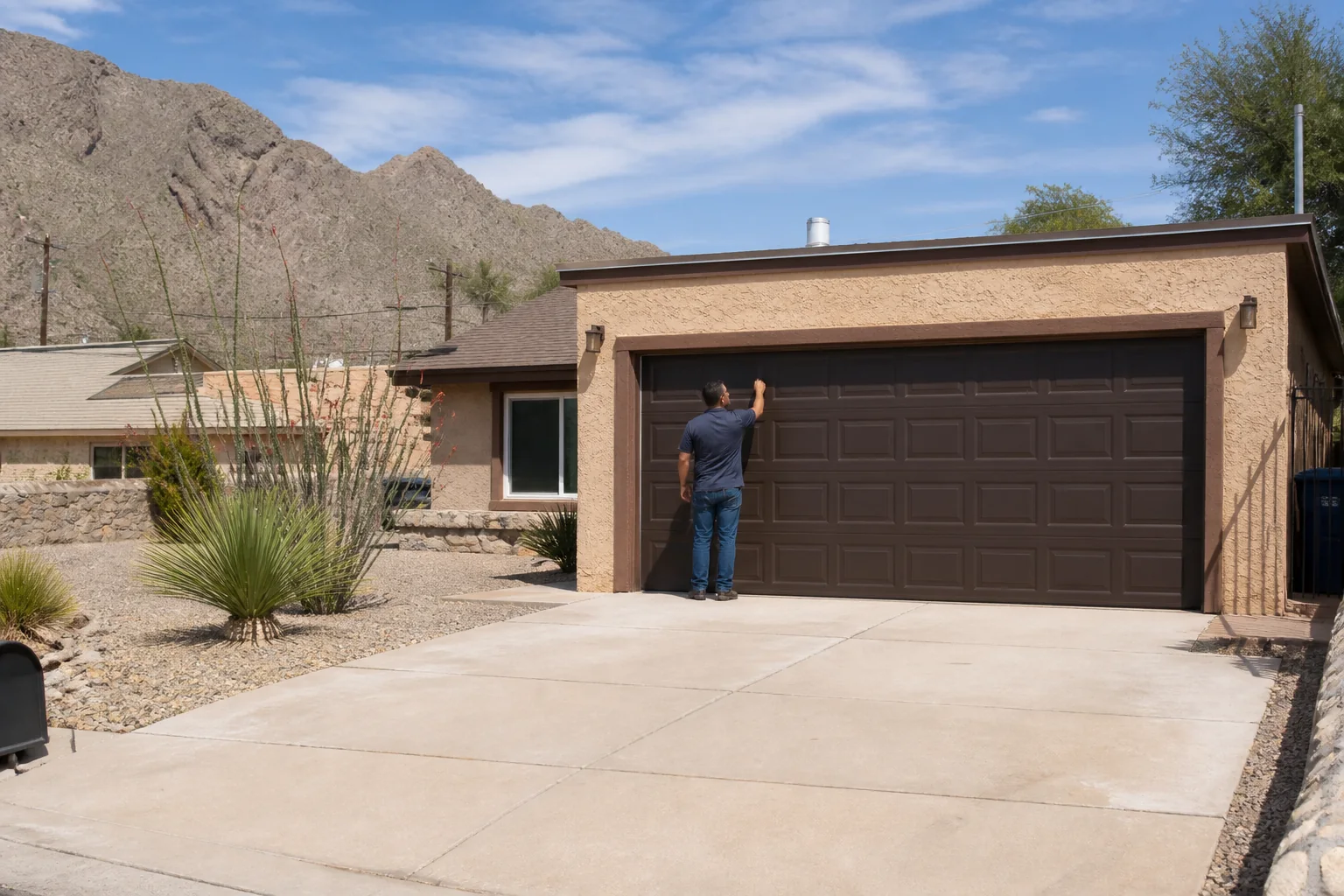 Garage door technician at a representative home in El Paso, TX