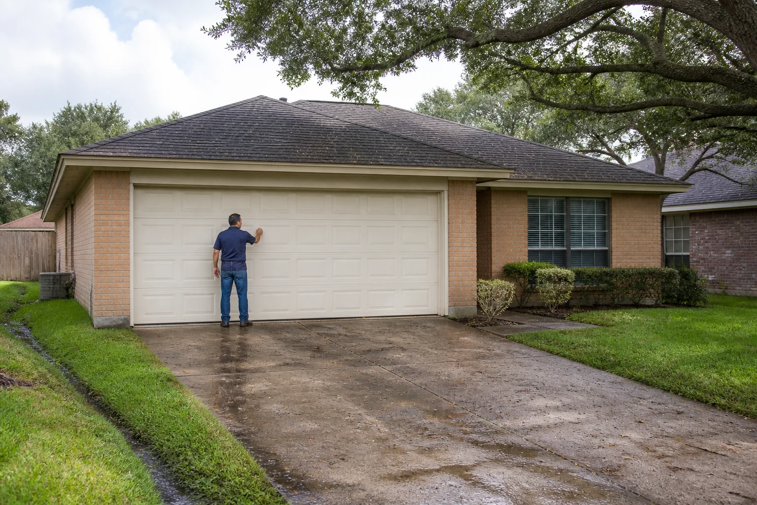 Garage door technician at a representative home in Houston, TX