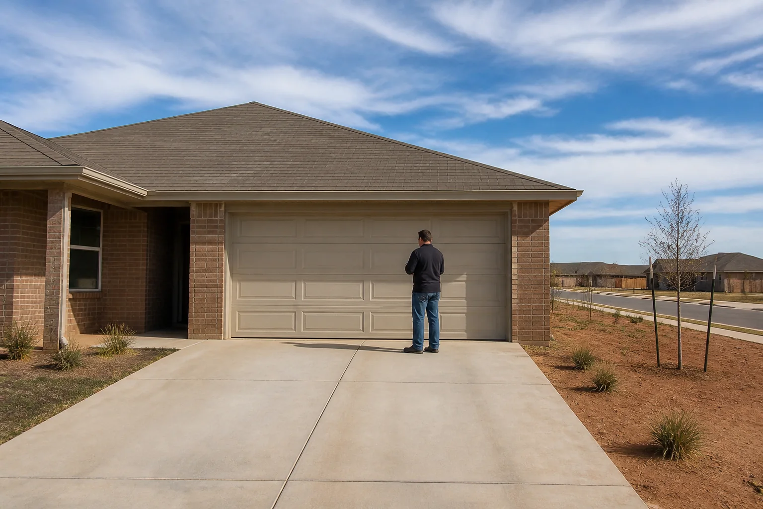 Garage door technician at a representative home in Lubbock, TX