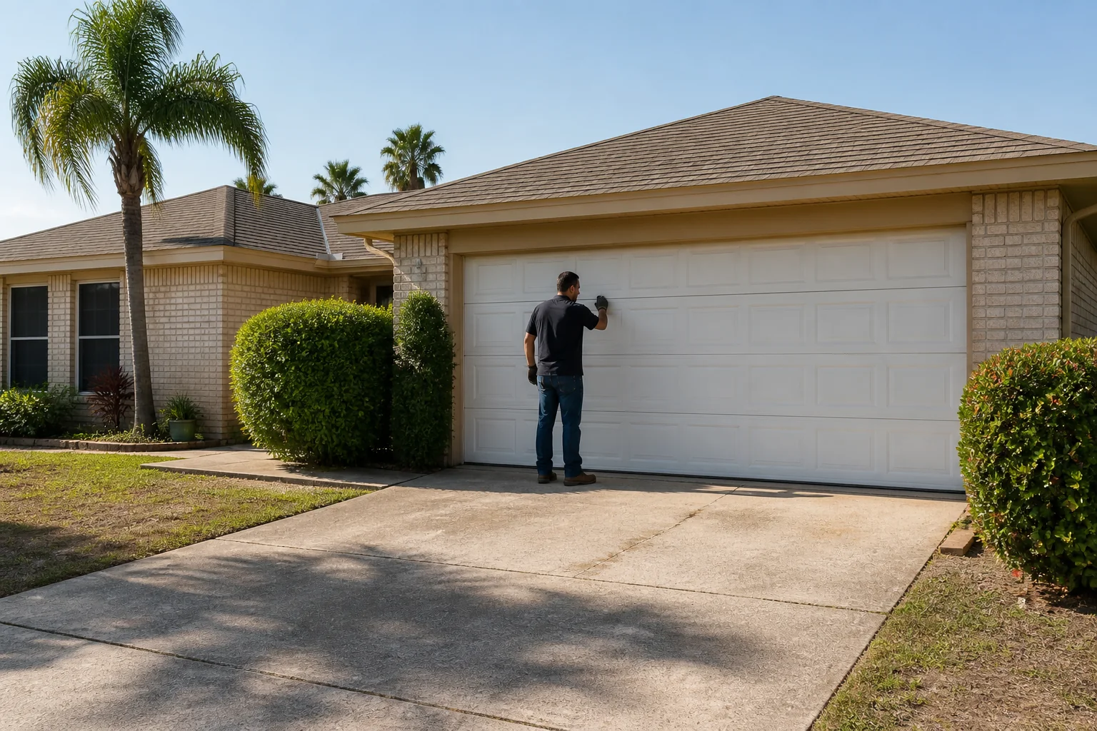 Garage door technician at a representative home in McAllen, TX
