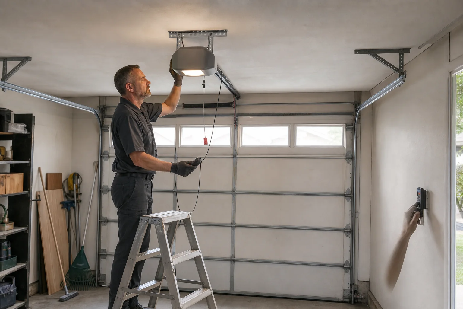 Garage Door Opener Repair performed safely in a residential garage
