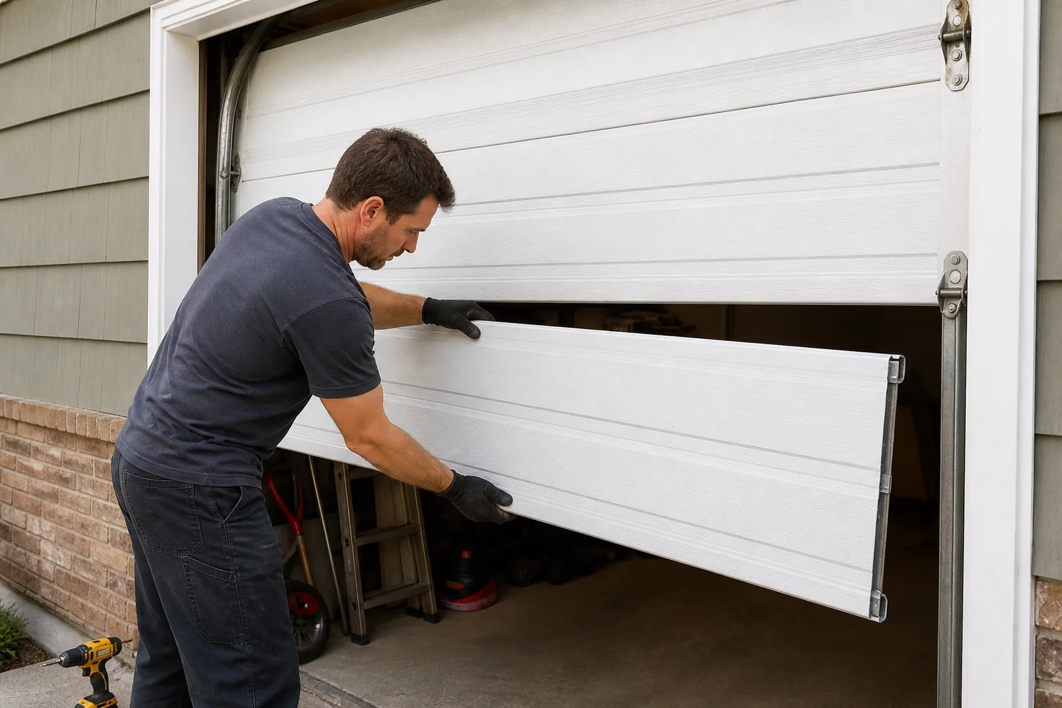 Panel & Section Repair performed safely in a residential garage